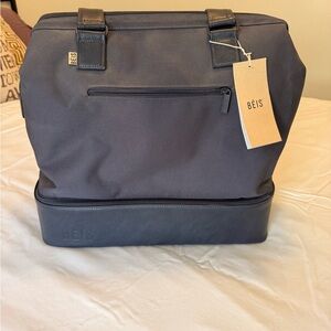 BEIS Dark Blue Mini Weekender Bag